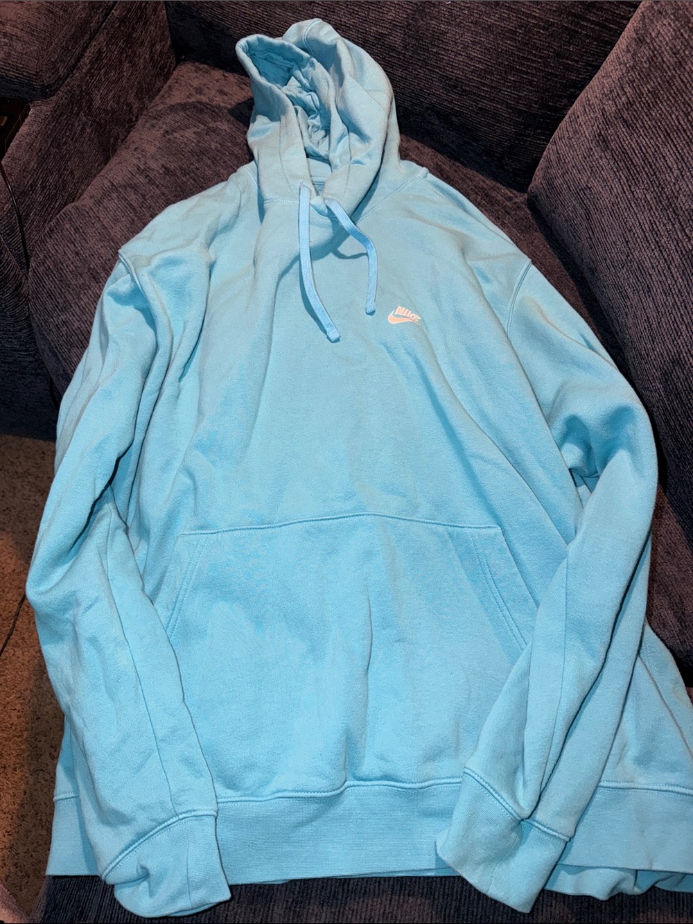 Nike Light Blue Pullover Hoodie with Swoosh